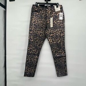 Vintage America NWT high rise skinny ankle waxed leopard jean